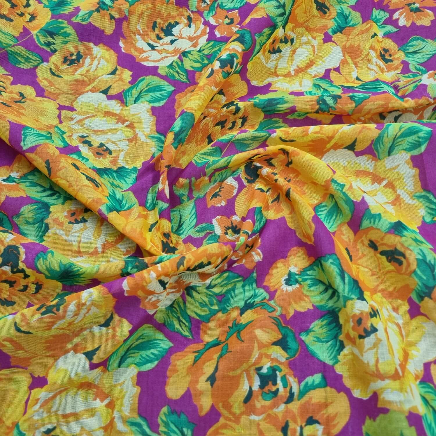 וואל כותנה קשיח בהדפסי פרחים