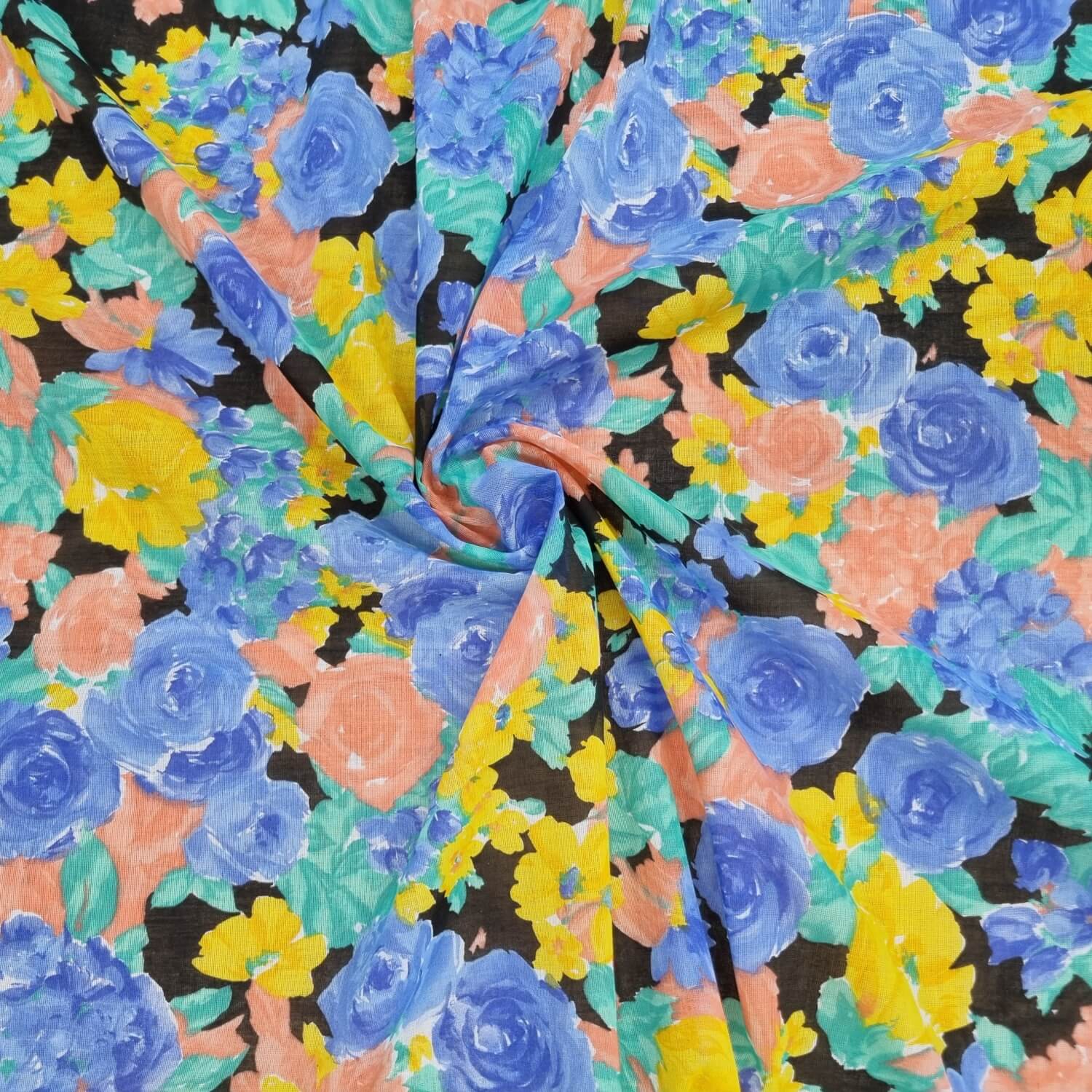 וואל כותנה קשיח בהדפסי פרחים