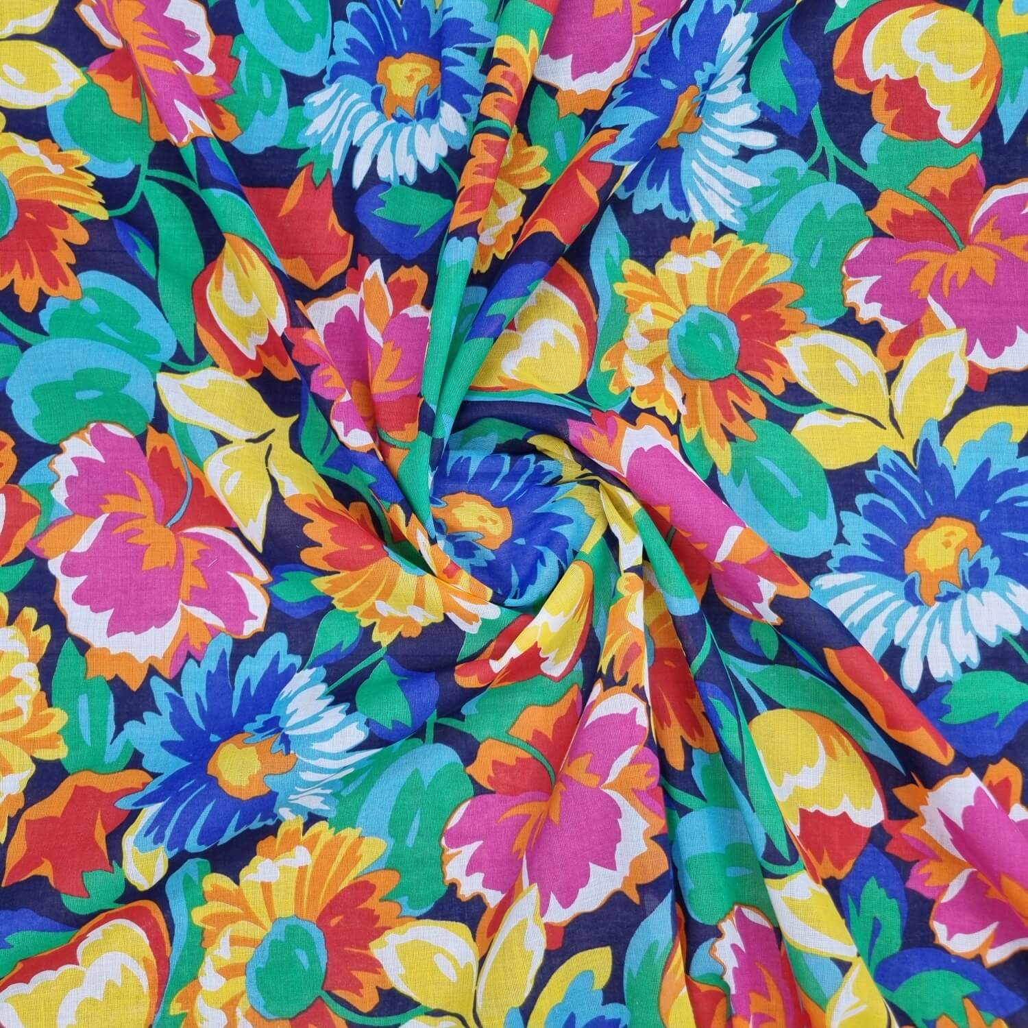 וואל כותנה קשיח בהדפסי פרחים